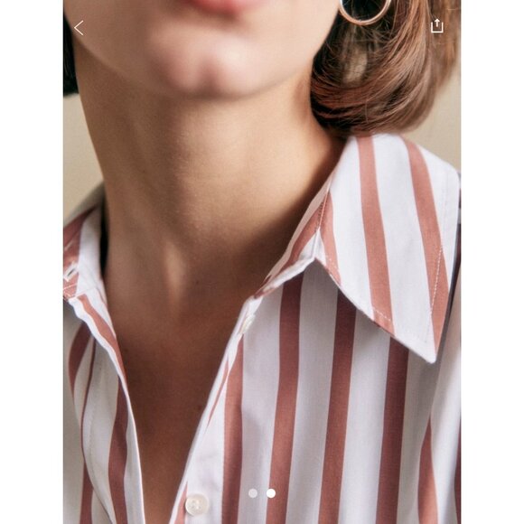 Sézane Bilma Organic Cotton Striped Button-Up Shirt Size FR 44/US 12 - Picture 2 of 16